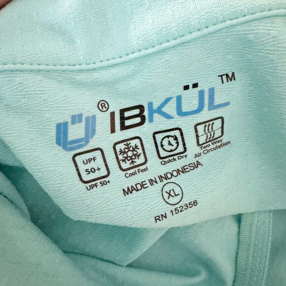 IBKUL Mock Neck Half Zip Long Sleeve Top Seafoam XL - Picture 8 of 10